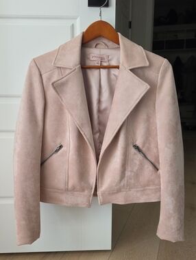 Philosophy Soft Blush Suede Moto Jacket